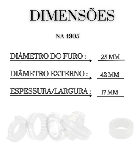Na 4905 - Rolamento De Agulha Com Anel Interno - Kit 2 Peças