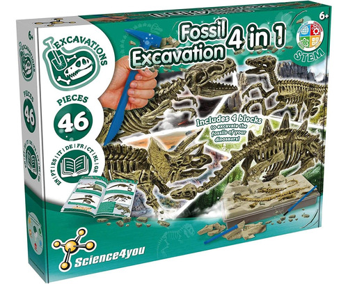 Science4you - Excavaciones Fosiles 4 En 1, Kit Explorador