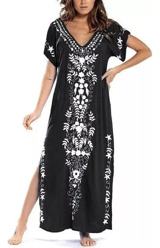 Vestidos Kaftan Bordados Para Mujer Vestido Tipo Pareo