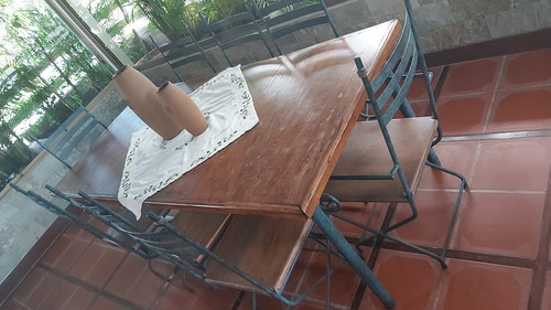 Comedor De Madera Y Hierro Forjado Para 8 Personas