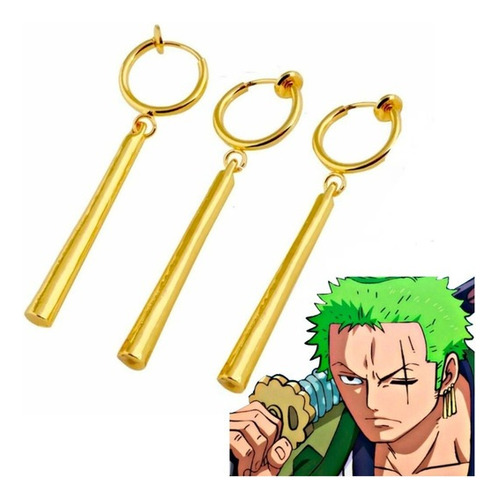 Imagen 2 de 4 de Aros Roronoa Zoro - One Piece (3 Aros A Presión Oreja) V1