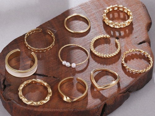 Imagen 2 de 4 de Set De Anillos Moda Para Mujer Tendencia Juvenil Retro Punk
