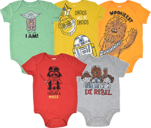 Pack De 5 Monos De Star Wars Para Bebés De La Princesa Leia