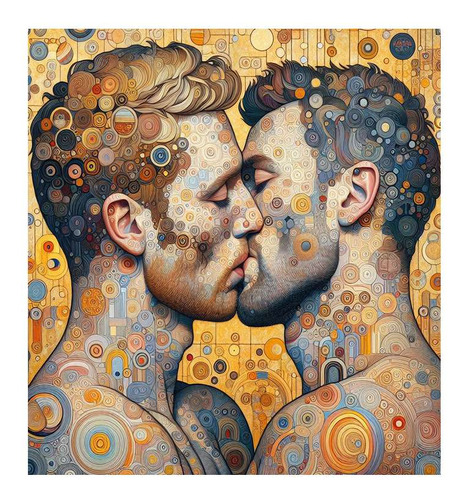 Vinilo 30x30cm Klimt Reversion Del Cuadro Orgullo Gay