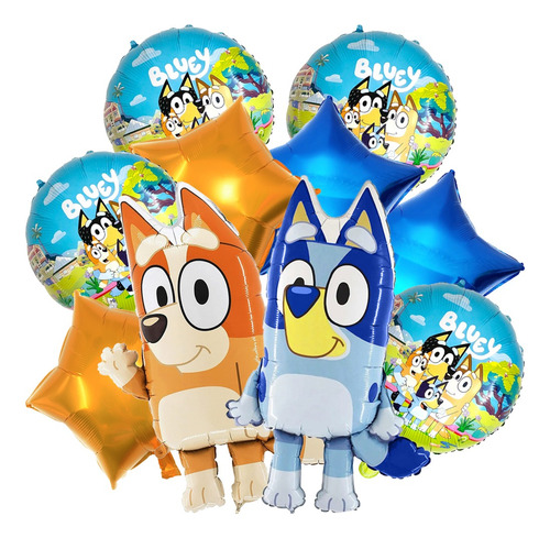 10 Piezas Para  Bluey Y Bingo  Sets De Globos  Fiestas Infan