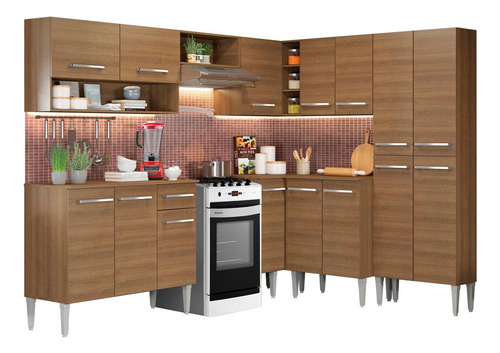 Cocina Integral Completa Modular Madesa Emilly Ice 417cm 01 Color Marrón