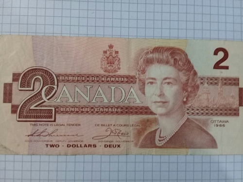 Billete 2 Dólares Canadá Serie Egk 1986