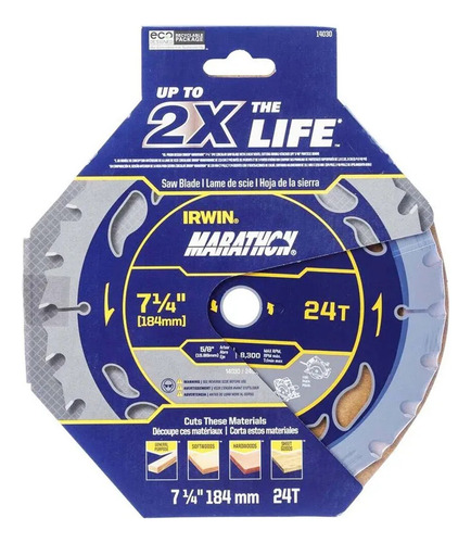 Disco Serra Circular Marathon 7.1/4 184mm 24 Dentes Irwin