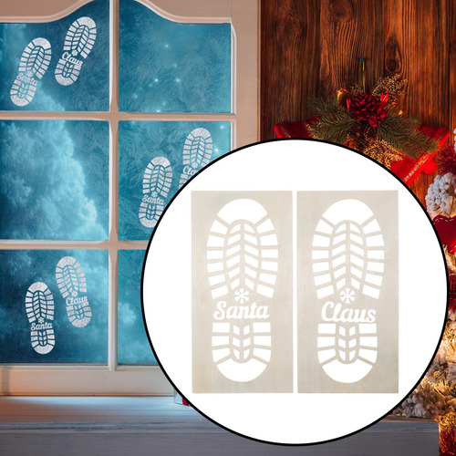 Plantilla Navideña Con Forma De Huella De Papá Noel, Bota De