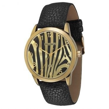 Relógio Pulso Feminino Mondaine Pulseira Couro Eco - Preto