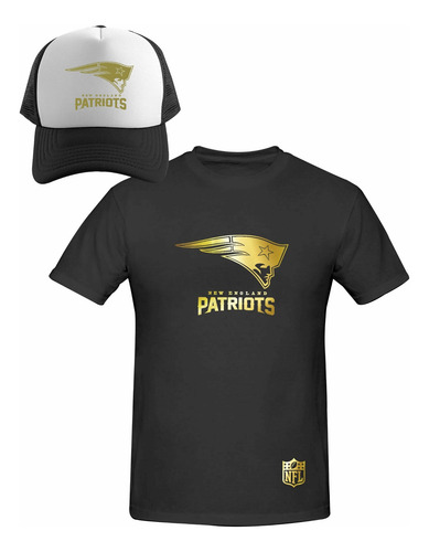 Kit Playera + Gorra Estilo New England Patriots Nfl Gold