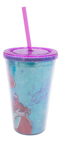 Copo Com Canudo Disney Princesa Ariel 450 Ml