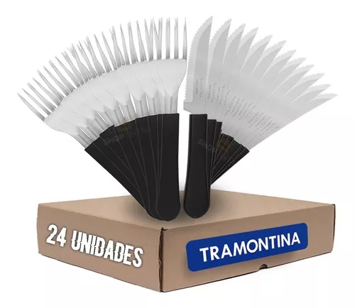 Kit 24 Talheres Tramontina 12 Facas + 12 Garfos Preto - EDKAZA COMERCIO DE  VARIEDADES LTDA