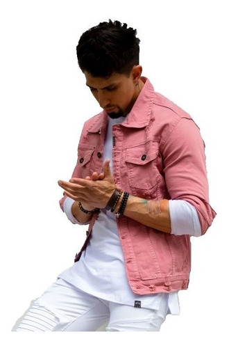 jaqueta jeans masculina rosa