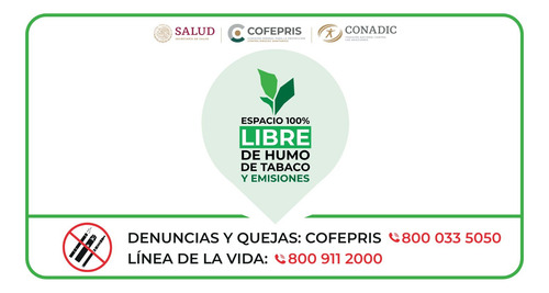 Set 3 Letreros Espacio Libre De Humo Cofepris 36.3x21cm Fuma
