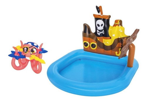Imagen 2 de 10 de Pileta Inflable Bestway 52211 Barco Pirata Con Timon 84 Lt