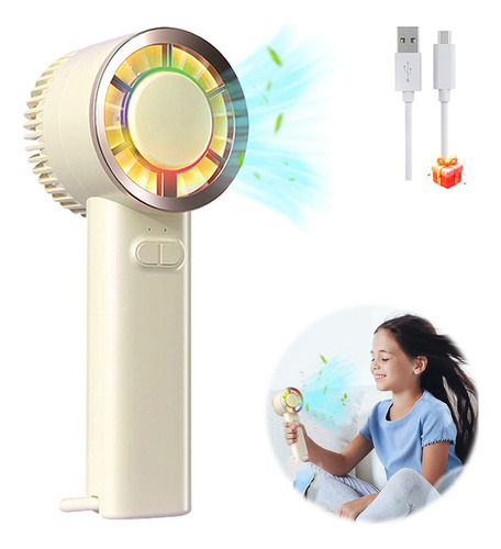 Mini Ventilador Mano Portatil 3 Velocidades Recargable Usb Color Beige