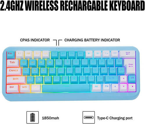 Teclado 60% Para Juegos Con Retroiluminación Rgb Para Pc Por