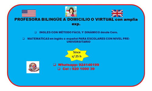 Profesora De Ingles  C/exp A Domicilio O Virtual, Desde Cero