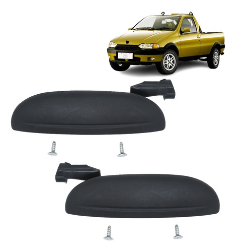 Par Maçanetas Externa Fiat Strada 1998-2002 Com Friso