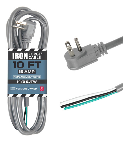 Iron Forge Cable Enchufe Electrico De 90 Grados, Cable De Al