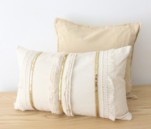 Almohadón Boho Handira Nórdico 45x30 Ekisetum Deco Boho Dorado