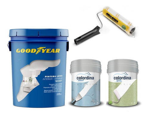 Imagen 2 de 10 de Combo Latex 20lt Goodyear Int Enduido + Fijador + Rodillo