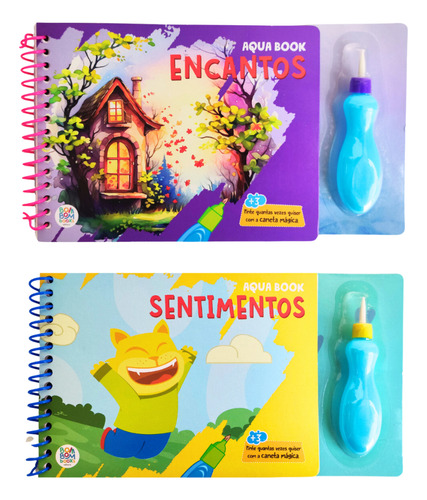 Aquabook Sentimentos + Encantos - Pinte Com Água, De Jiba Bruin. Editorial Bom Bom Books, Capa Mole, Edição 1 Em Português