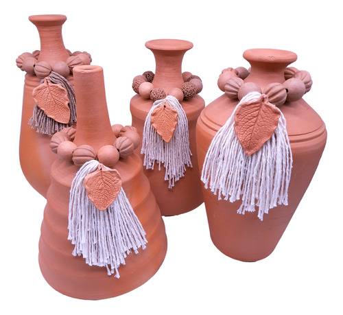 Vaso Decorativo Com Colar - Escultura Cerâmica De Tracunhaém