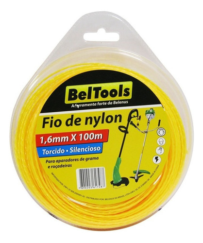 Fio De Nylon Torcido Roçadeira 2,4mm X 50m Beltools