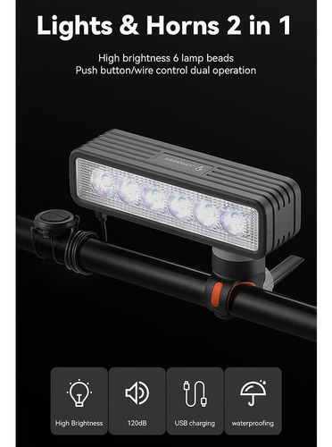 Luz De Bicicleta Luz Delantera Para Faro Con Alarma