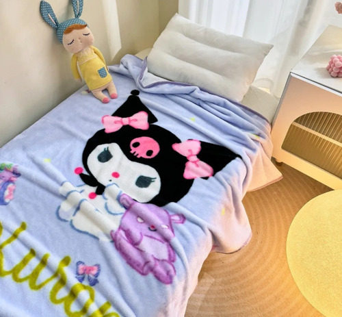 Manta Frizada Sanrio Original Blanco Liso