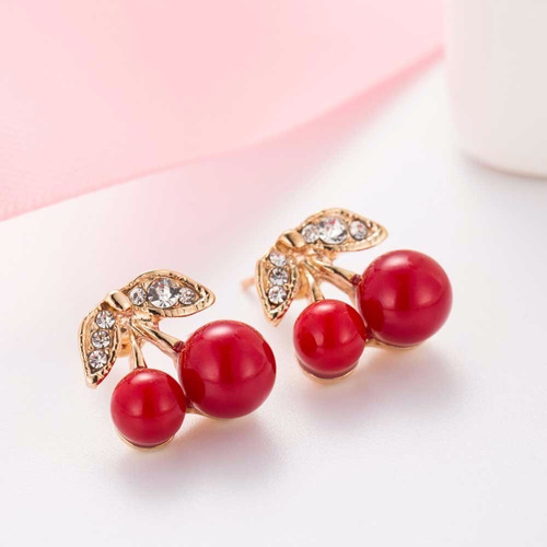 Aretes De Cerezas Hermoso Regalo Amor Y Amistad Dama Única