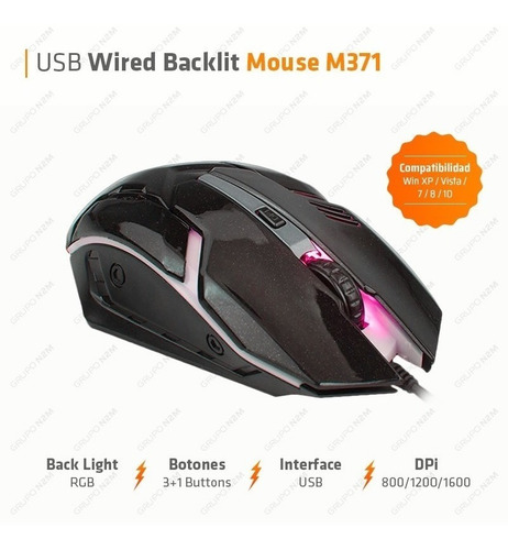Imagen 2 de 10 de Mouse Gamer Retroiluminado 1600dpi Meetion Mt-m371 Premium