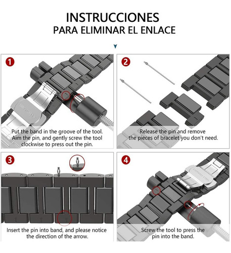 Imagen 8 de 10 de Correa De Acero Inoxidable Para Huawei Watch Gt/gt2 22/20mm