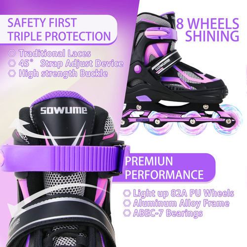 Patines En Línea Ajustables Con Ruedas Iluminadas Niñas Y Ni