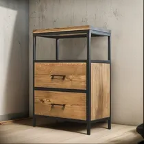 Comprar Mesa De Luz En Hierro Y Madera Fejo-mobiliario!!!!