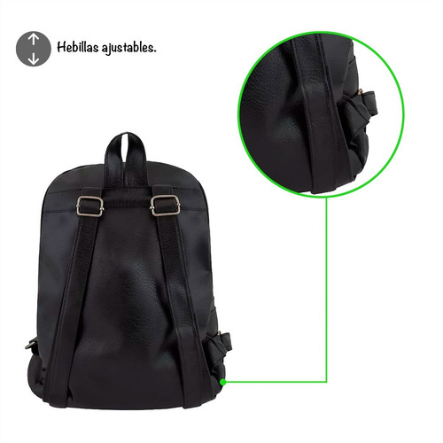 Imagen 3 de 10 de Mochila Con Tachas Eco Cuero.
