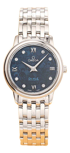 Omega Reloj Para Mujer Con Correa De Acero Y Esfera Azul