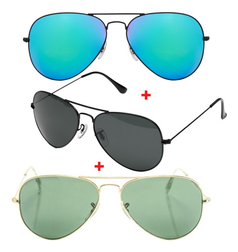 Imagem 2 de 7 de Kit Oculos De Sol Masculino Feminino Vintage Retro Orignal