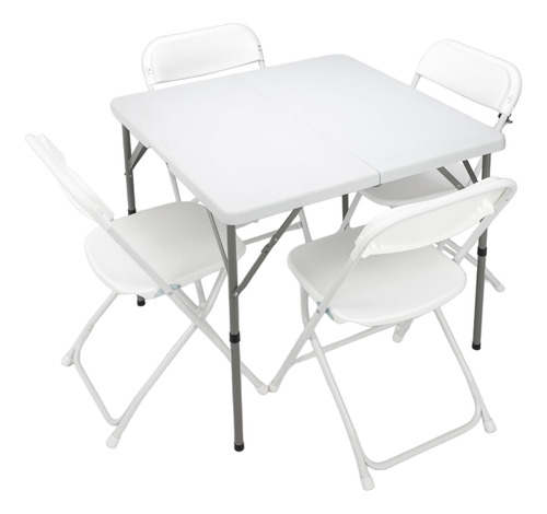 Juego De Comedor Al Aire Libre 5 Piezas Con 4 Sillas Blancas