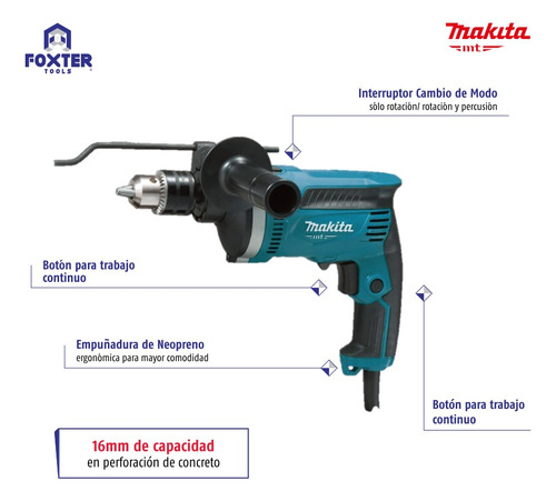 Rotomartillo M8100b 5/8 16mm 740w Makita Mt + Accesorios