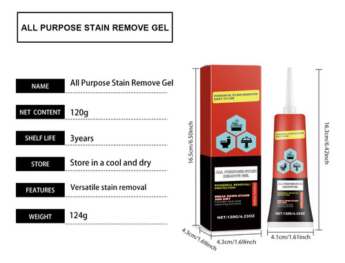 Gel Quitamanchas Multiusos, Potente Limpiador Y Desengrasant