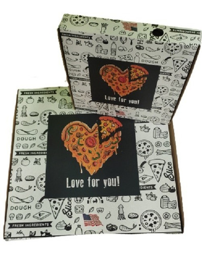 Cajas De Cartón Blanca Estampada Para Pizza 25x25 Cms