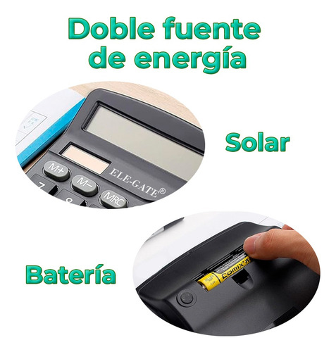 Calculadora Escritorio Batería Y Carga Solar 12 Dígitos