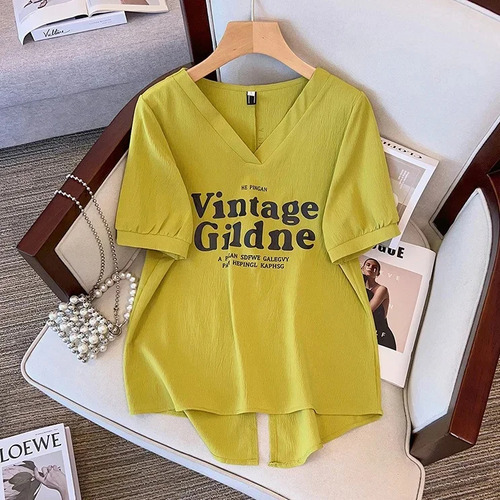 Playera De Manga Corta Con Abertura En La Espalda Para Mujer