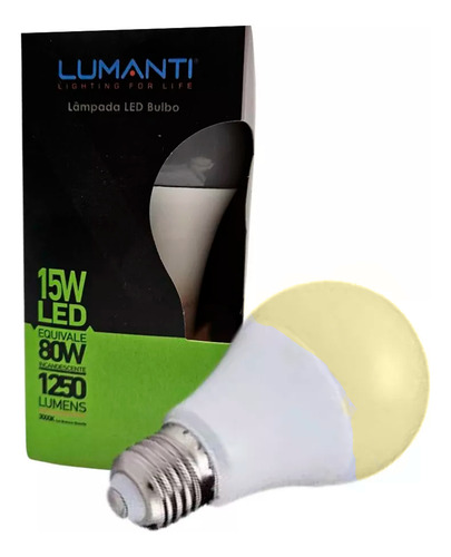 Kit 5 Lâmpadas Led Bulbo 15w Branco Quente Luz Amarela E27 Luz Branco-quente 127/220v