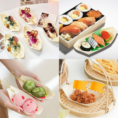 100 Peças De Madeira Barco Sushi Utensílio Sushi