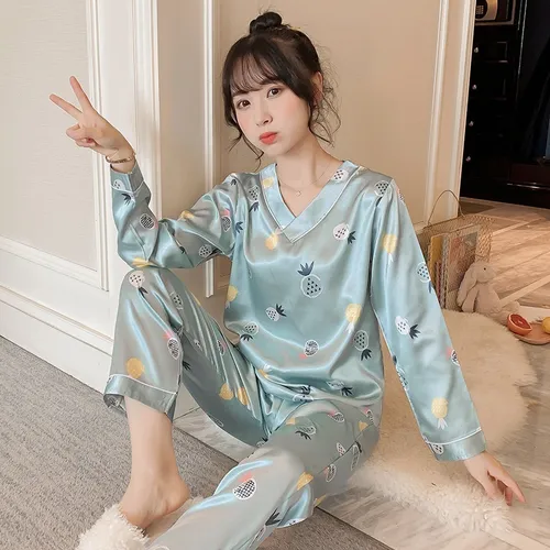 Pijama De Seda Para Mujer, Dibujos Animados, Ropa De Dormir