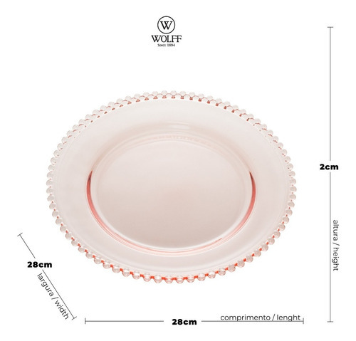 Plato de cristal rosa Wolff Pearl